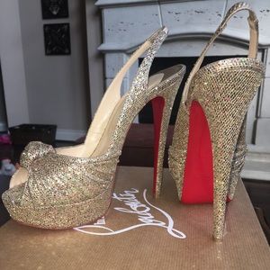 Christian Louboutin Jenny 150 Glitter York Gold